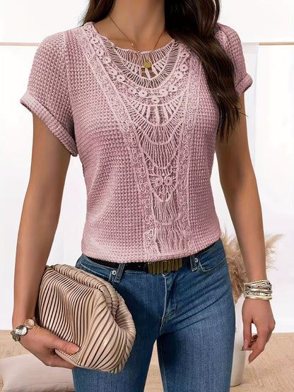 Damen Casual T-Shirt mit Spitze - Komfort und Eleganz