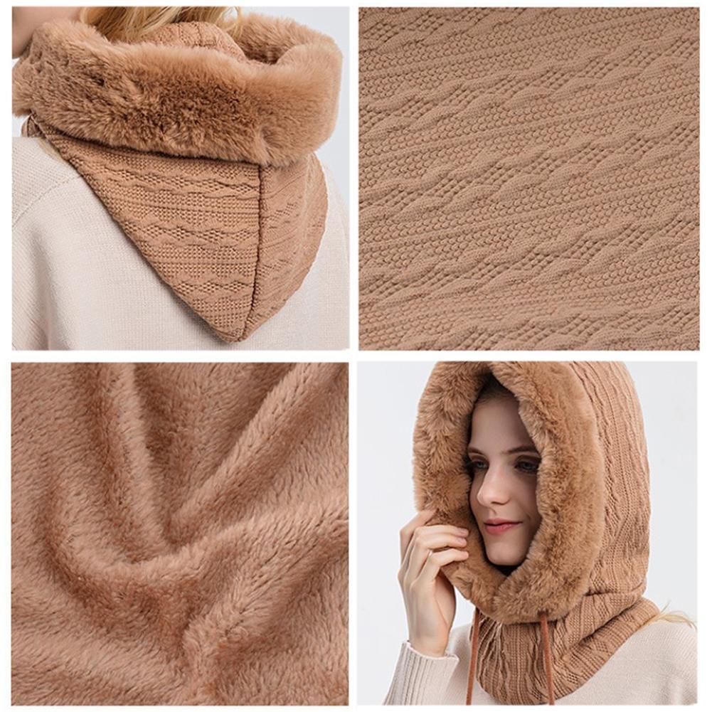 Flauschige Winter-Kapuze mit Schal