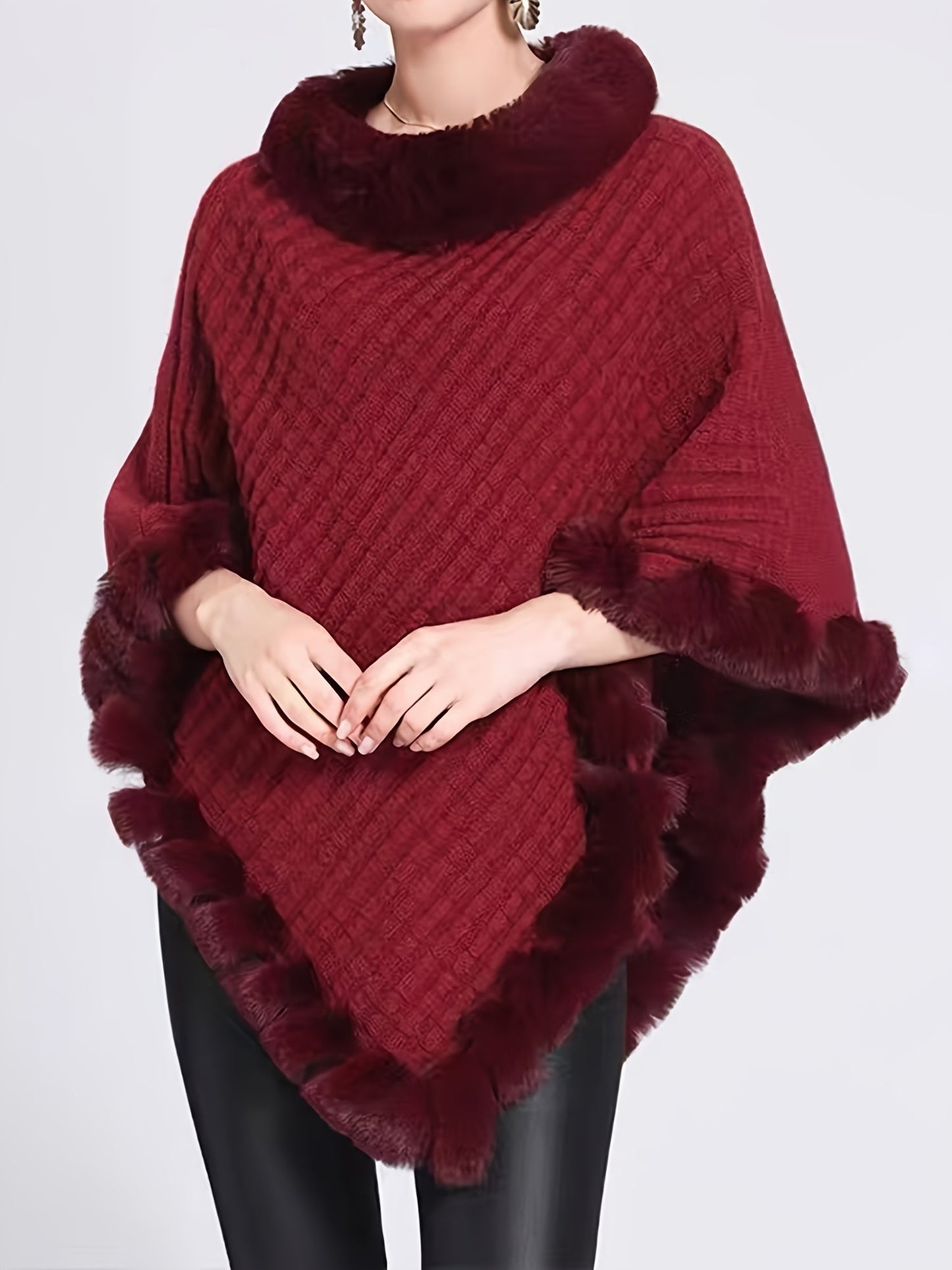 Luxus Dicke Strickrollkragen für Damen - Mit Fake-Overlock und Chic Pullover Cape für den Winter