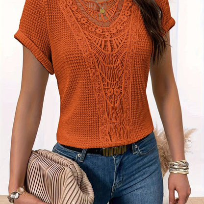 Damen Casual T-Shirt mit Spitze - Komfort und Eleganz