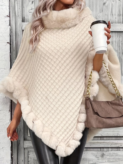 Luxus Dicke Strickrollkragen für Damen - Mit Fake-Overlock und Chic Pullover Cape für den Winter