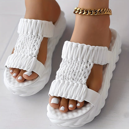 Bequeme Damen Sandalen mit Geflochtenem Obermaterial und Plattformsohle