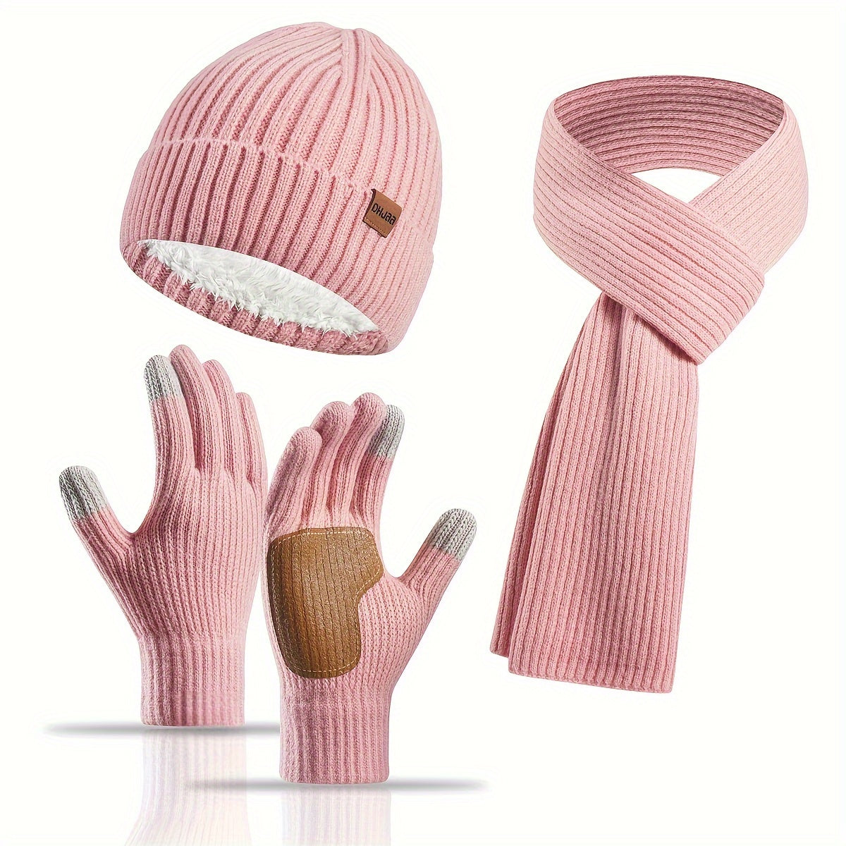 Fröhliches Winterset – Mütze, Schal und Handschuhe für Paare