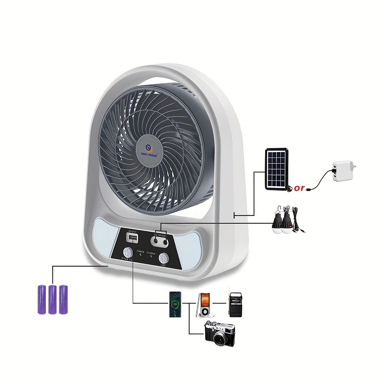 Tragbarer solarbetriebener Ventilator und Nachtlicht – Multifunktional und wiederaufladbar