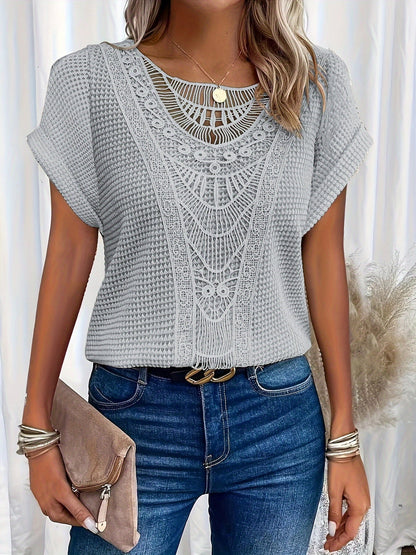 Damen Casual T-Shirt mit Spitze - Komfort und Eleganz