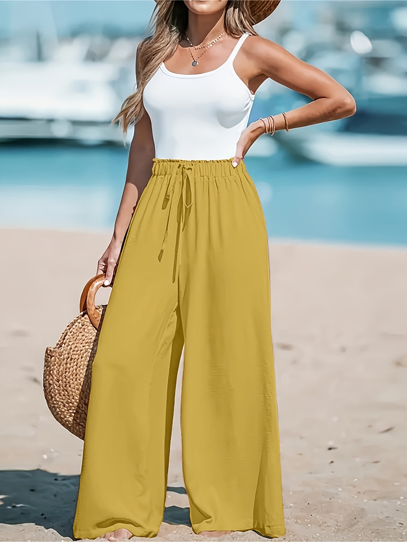 Damen Hohe Taille Weite Hose – Komfortabel und Elegant