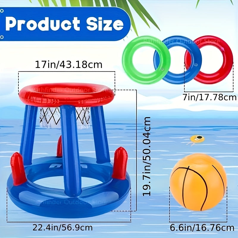 Aufblasbares Pool-Basketballset – Mit Korb, Ball und Ringen