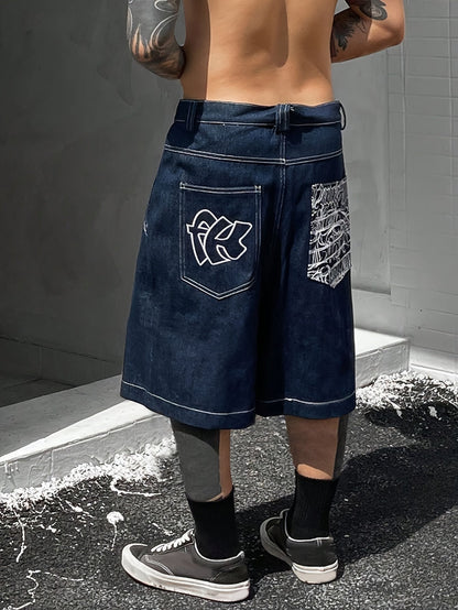 Lässige Bermuda-Denim-Shorts – Lockere Passform mit Stilvollen Blumenstickereien
