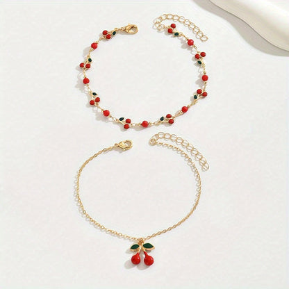 CherryTwist Doppeltes Fußkettenset – Frisch und Trendy