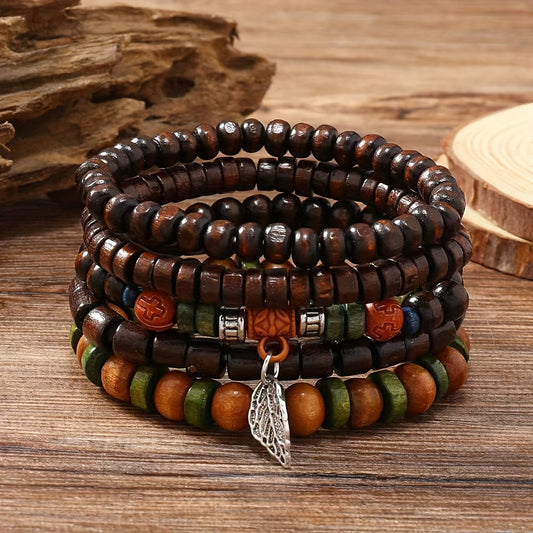 Natürliche Holzperlen-Armband-Set – Für den coolen Mann