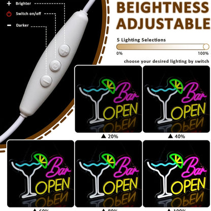 Beleuchtetes Schild “Bar Offen” – Gemütliche Dekoration