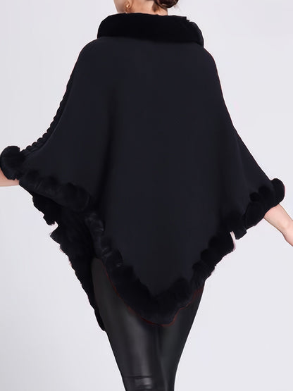 Luxus Dicke Strickrollkragen für Damen - Mit Fake-Overlock und Chic Pullover Cape für den Winter