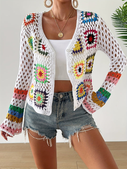 Bohemien Handgemachte Häkelkleid – Farbenfroh und Bequem