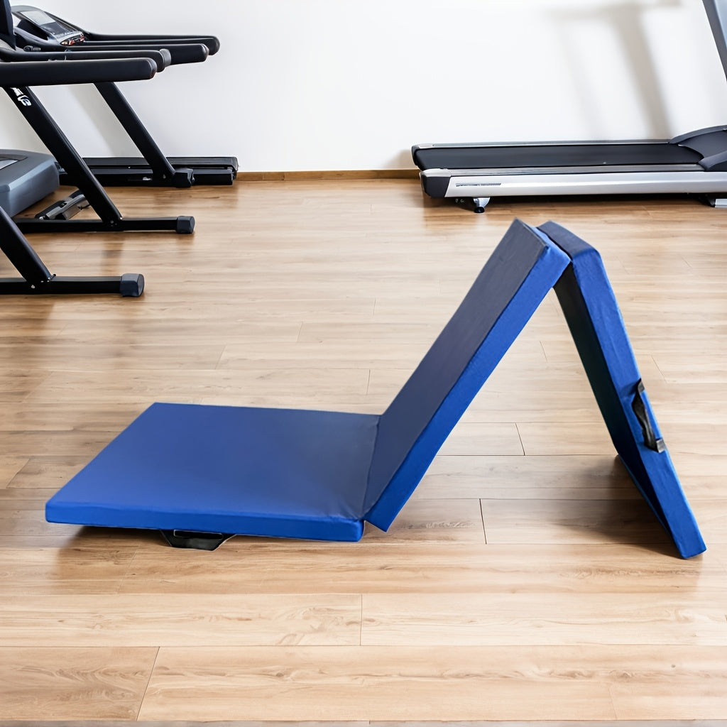 Tragbare Dreifach-Yogamatte mit dicker Polsterung, rutschfester PU-Oberfläche und Griff