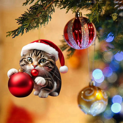 Weihnachts-Katzen-Ornament – Niedliche festliche Baumdekoration