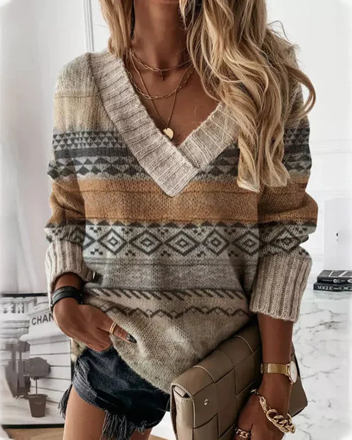 Lina V-Ausschnitt Pullover - Für einen Warmen und Stilvollen Look