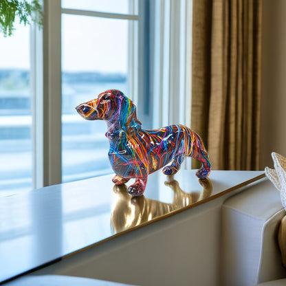 Bunte Dackel-Skulptur – Verspielte Dekoration für dein Interieur