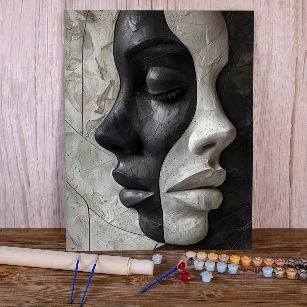Abstraktes Weibliches 3D-Porträt – DIY Leinwand-Set für Kunstliebhaber