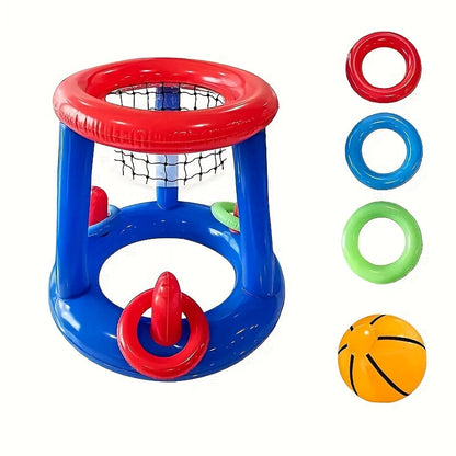 Aufblasbares Pool-Basketballset – Mit Korb, Ball und Ringen