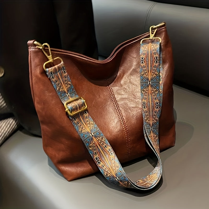 Breite Geometrische Tasche – Große Kapazität Crossbody mit Retro-Vibe
