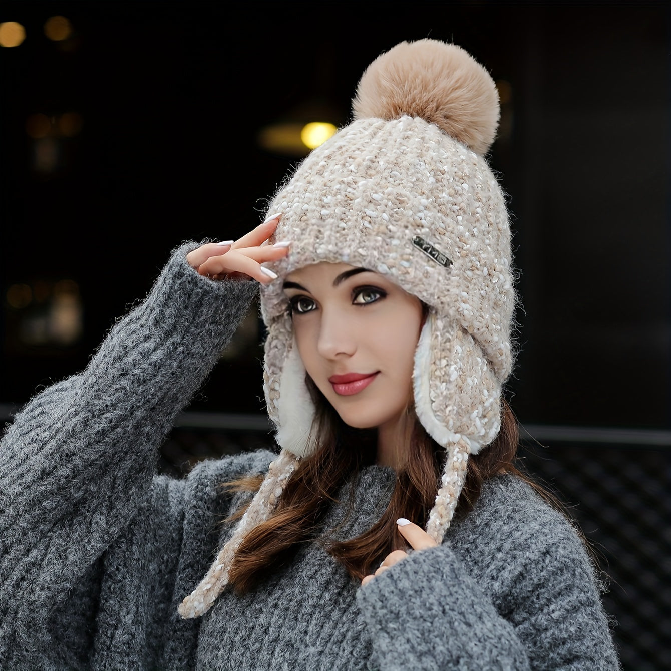 Olivia Warme Wintermütze – Strickmütze mit Fleece und Ohrenklappen
