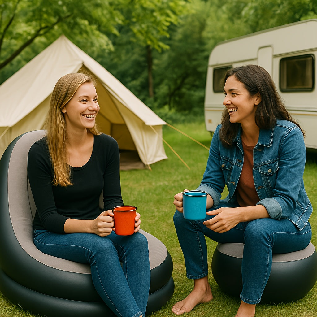 Aufblasbares Sofa-Lounger mit Fußstütze – Wasserdicht & Bequem