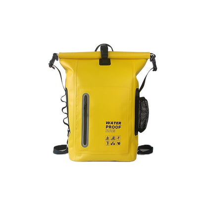 Wasserdichter 25L Rolltop-Rucksack mit mehreren Fächern, stabiler Schnallenversiegelung und Netz-Seitentasche