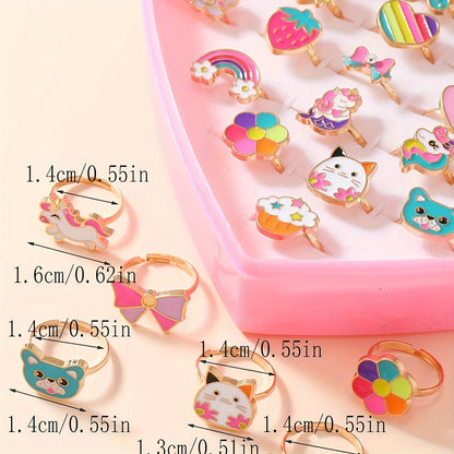 Lola Magische Prinzessinnen Ringe Set – 36 Stk. Verstellbare Ringe für Mädchen