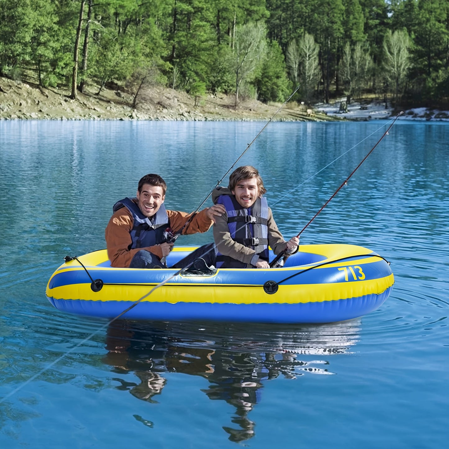 Aufblasbares Angelboot-Set – Leichtes 2-Personen PVC-Boot mit Paddeln