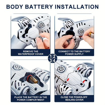 1:18 Maßstab RC Walvishaai mit 360° Rotation, 180° Flexibilität, LED Licht spritzend, programmierbare Geschwindigkeitsregelung - USB aufladbar, ideal für Sommer-Spiel und Geburtstagsgeschenk für Jugendliche