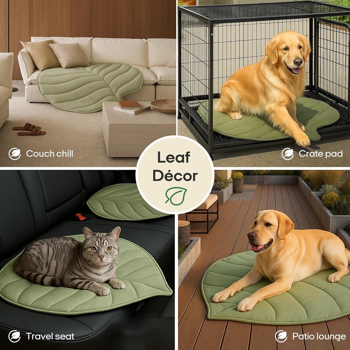 Kühlmatte für Hunde – Erfrischendes Blattdesign mit sicherem Kühlgel