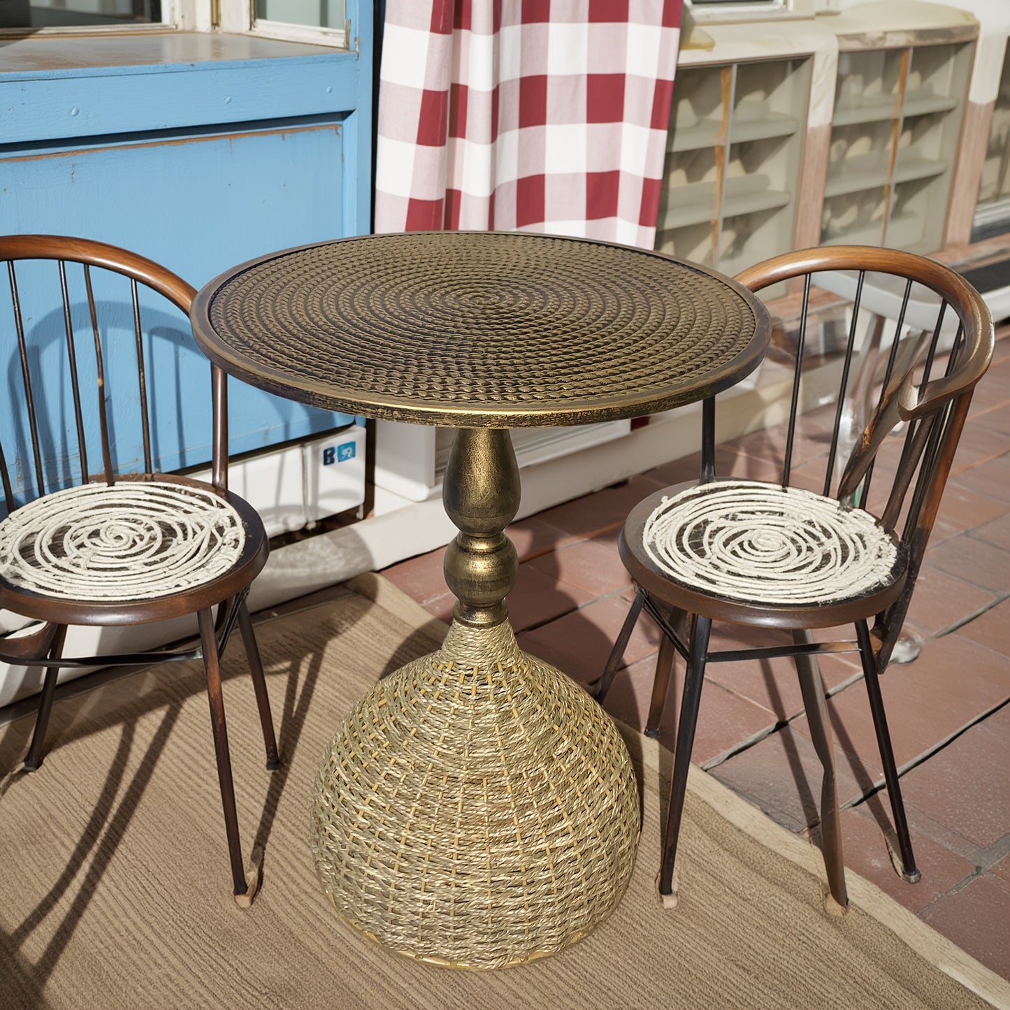 Handgefertigter Wassergras-Couchtisch – Antike Bronzeoptik