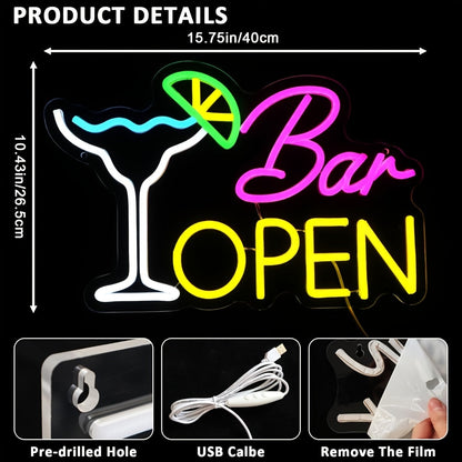 Beleuchtetes Schild “Bar Offen” – Gemütliche Dekoration