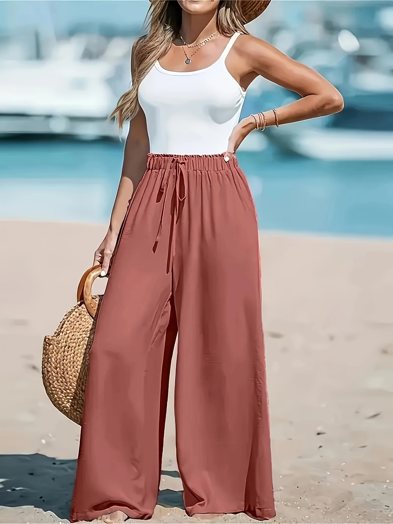 Damen Hohe Taille Weite Hose – Komfortabel und Elegant