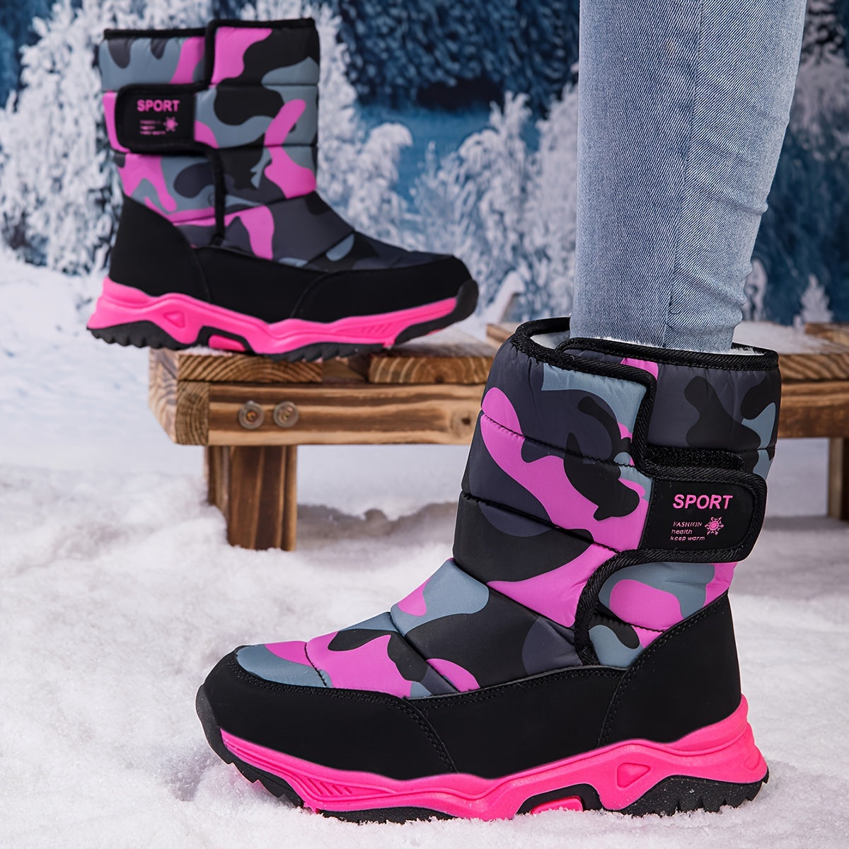 Trendy Camouflage Schneestiefel - Für Abenteurer