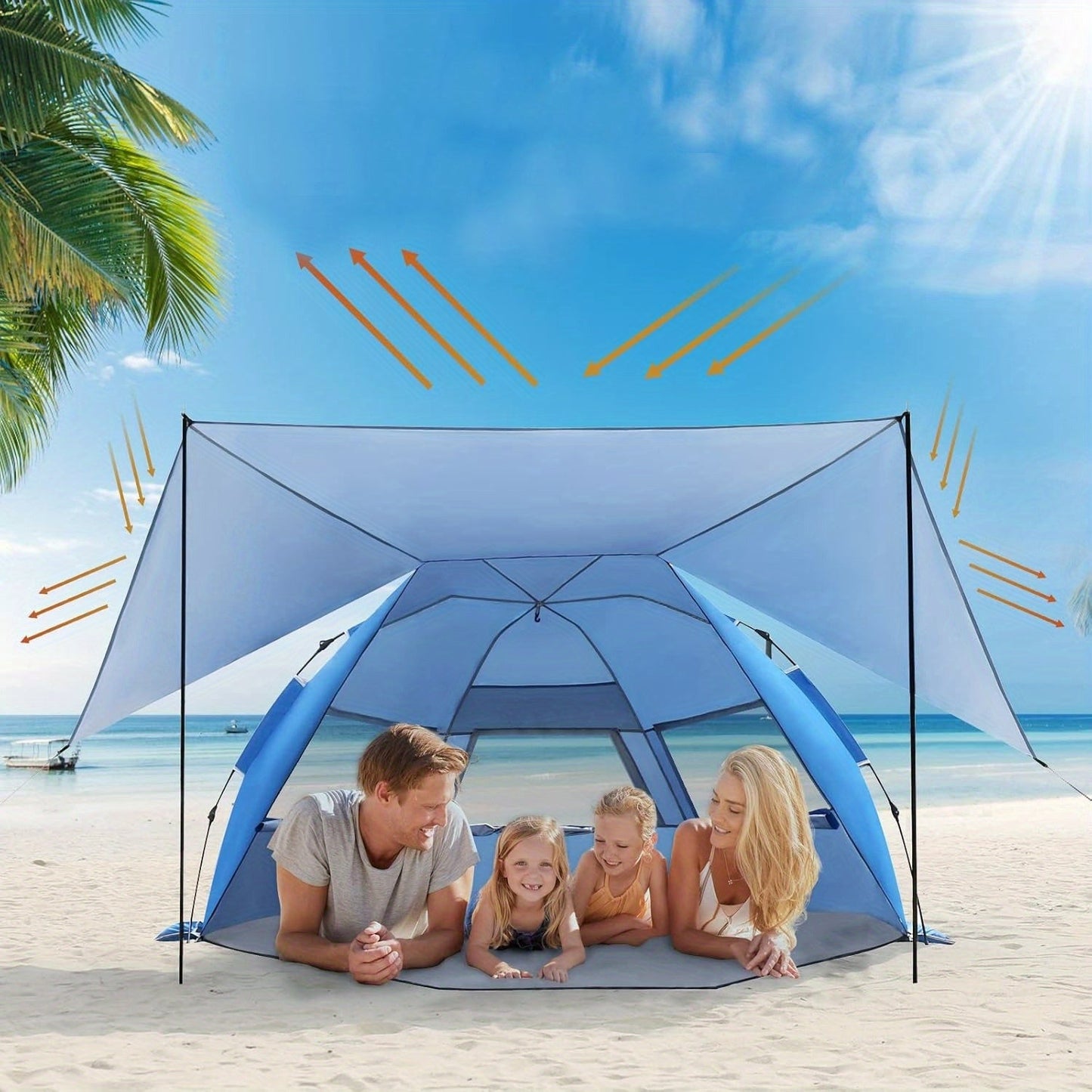 BreezeShield Strandzelt – Leicht und Geräumig für 4-6 Personen