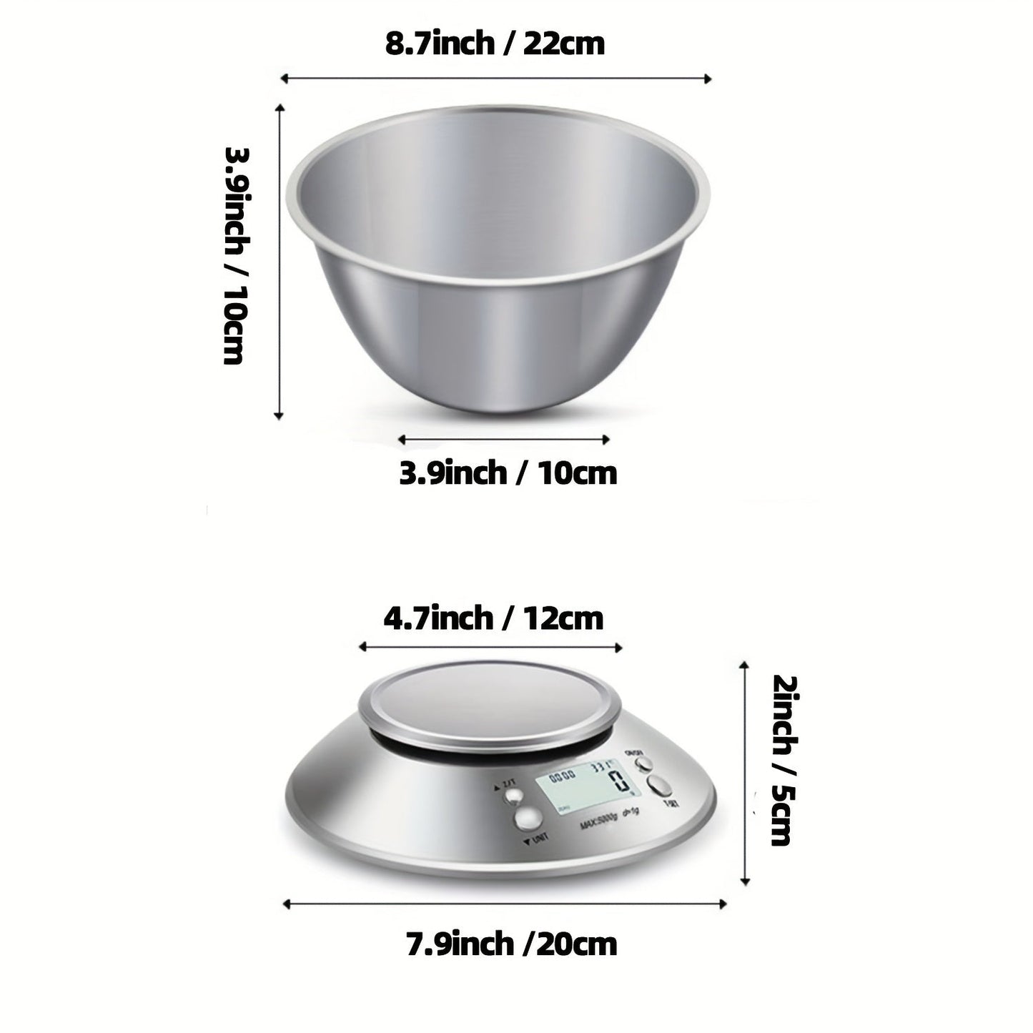Digitale Küchenwaage mit Edelstahlwaage – Präzision mit Temperatursensor und Timerfunktion zum Backen und Kochen
