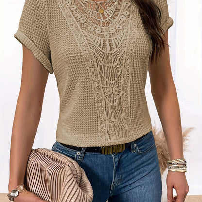 Damen Casual T-Shirt mit Spitze - Komfort und Eleganz