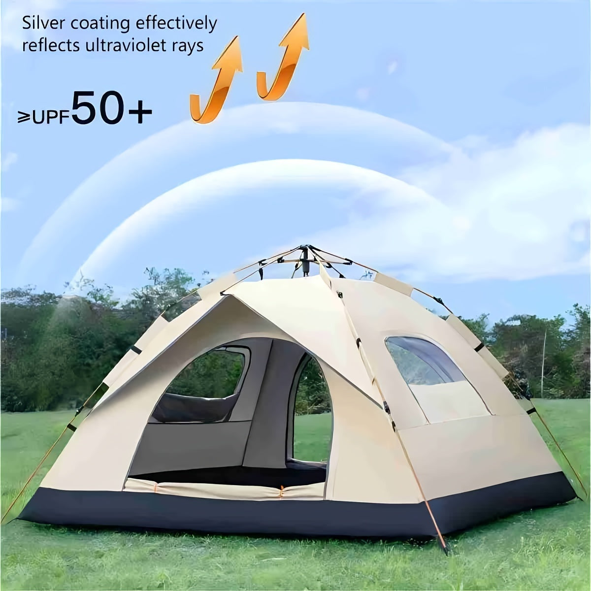 QuickCamp Zelt - Schnell aufzubauendes Zelt mit UV-Schutz für 4 Personen