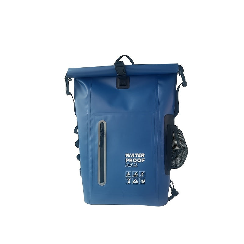 Wasserdichter 25L Rolltop-Rucksack mit mehreren Fächern, stabiler Schnallenversiegelung und Netz-Seitentasche
