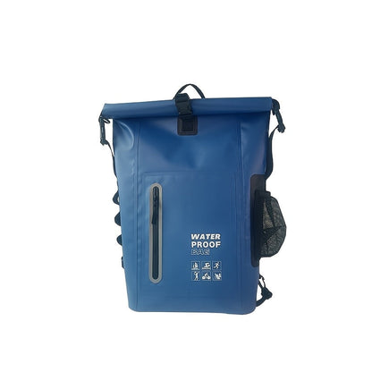 Wasserdichter 25L Rolltop-Rucksack mit mehreren Fächern, stabiler Schnallenversiegelung und Netz-Seitentasche