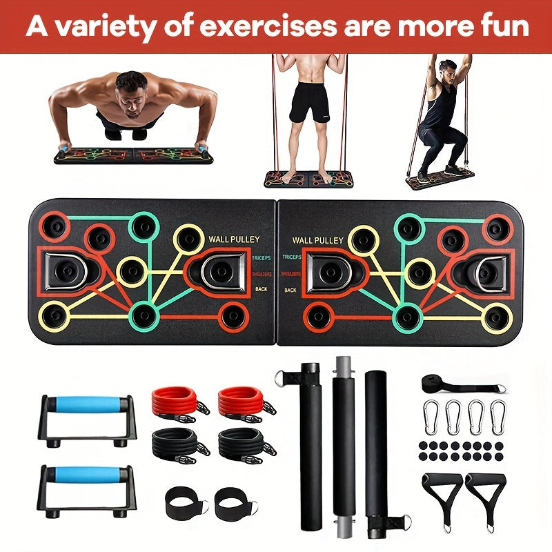 Push-up-Plank-Set mit Griffen, Widerstandsbändern und Zubehör – ideal für Brust und Bauch
