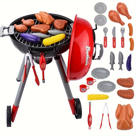 Kinder BBQ Grill Spielset – Drehbare Räder und vollständiges Zubehörset