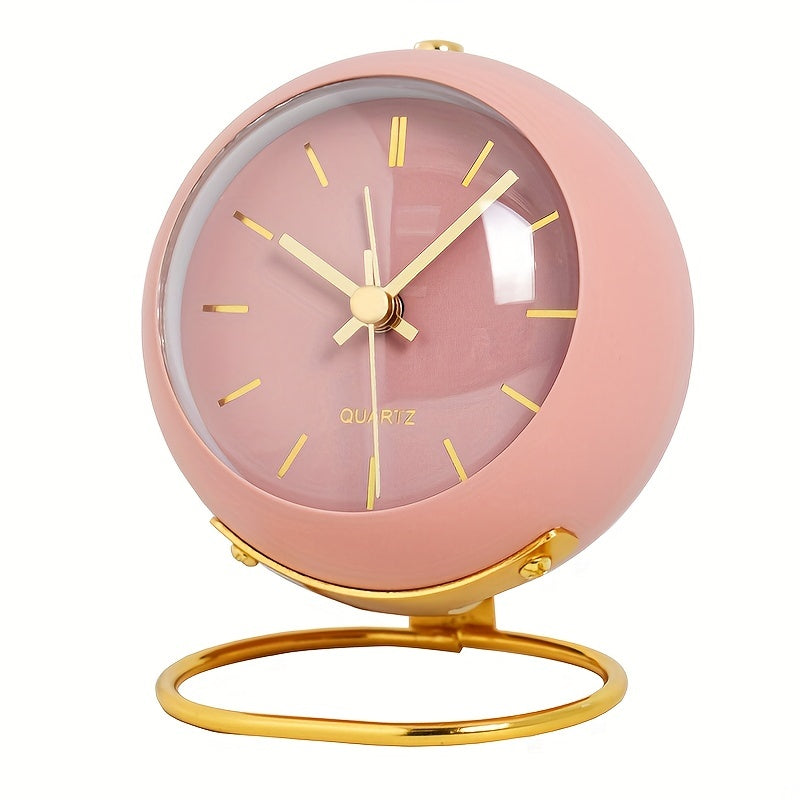Nordic Silent Desk Clock – Leuchtende Zeiger & Metallrahmen
