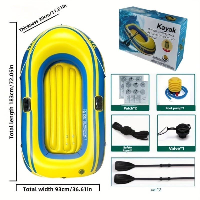 Aufblasbares Angelboot-Set – Leichtes 2-Personen PVC-Boot mit Paddeln