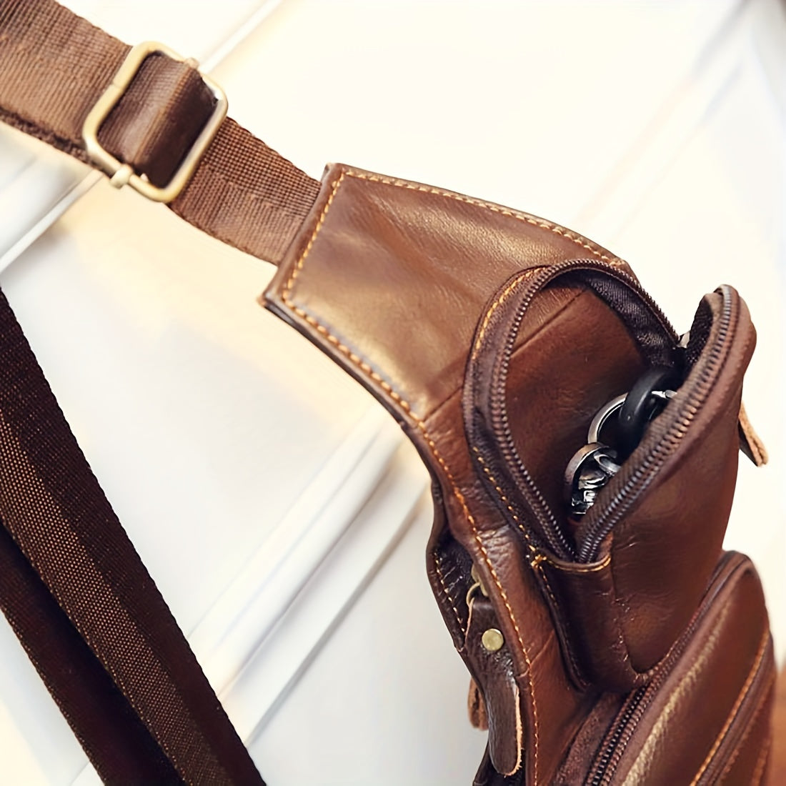 Vintage Klassische Leder Slingtasche – Kompakt und Langlebig