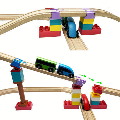 Set von 7-14 Bunt Holzgleisadaptern – Verstellbare Verbinder für den Modellbau