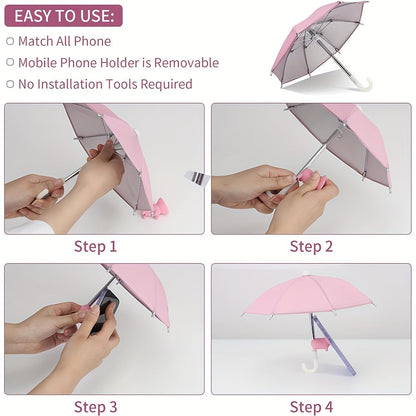 MiniSmart Regenschirm – Smartphone Sonnen- und Regenschutz mit Saugnapfhalter