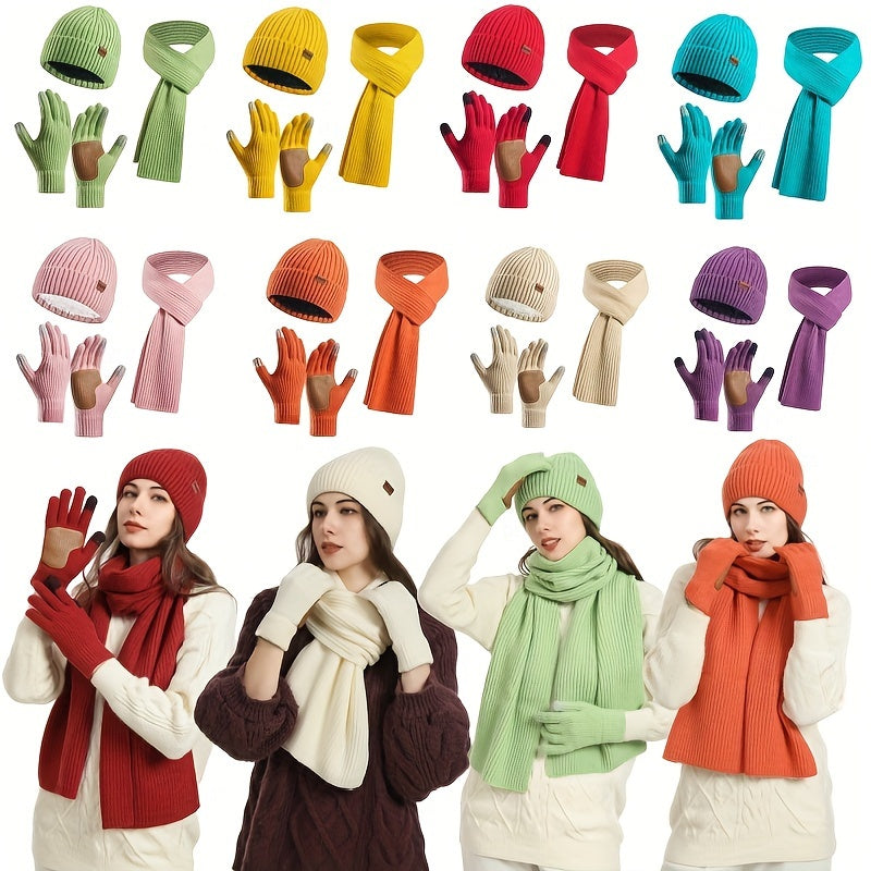 Fröhliches Winterset – Mütze, Schal und Handschuhe für Paare