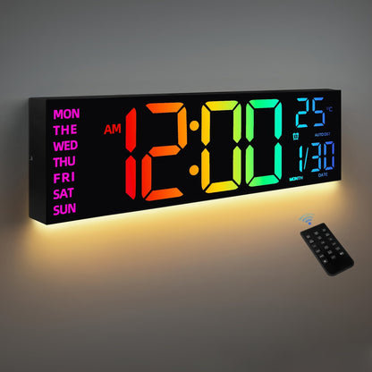 LumiWall Digitale Wanduhr – Groß, Farblich und Leicht Ablesbar